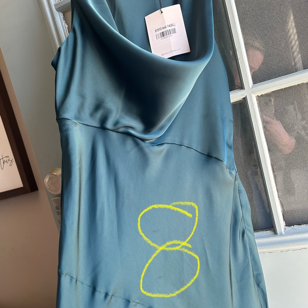 NWT Hello Molly Cowl Neck Formal Long Maxi Dress Bridesmaid Gown Teal Green XL - Picture 11 of 11